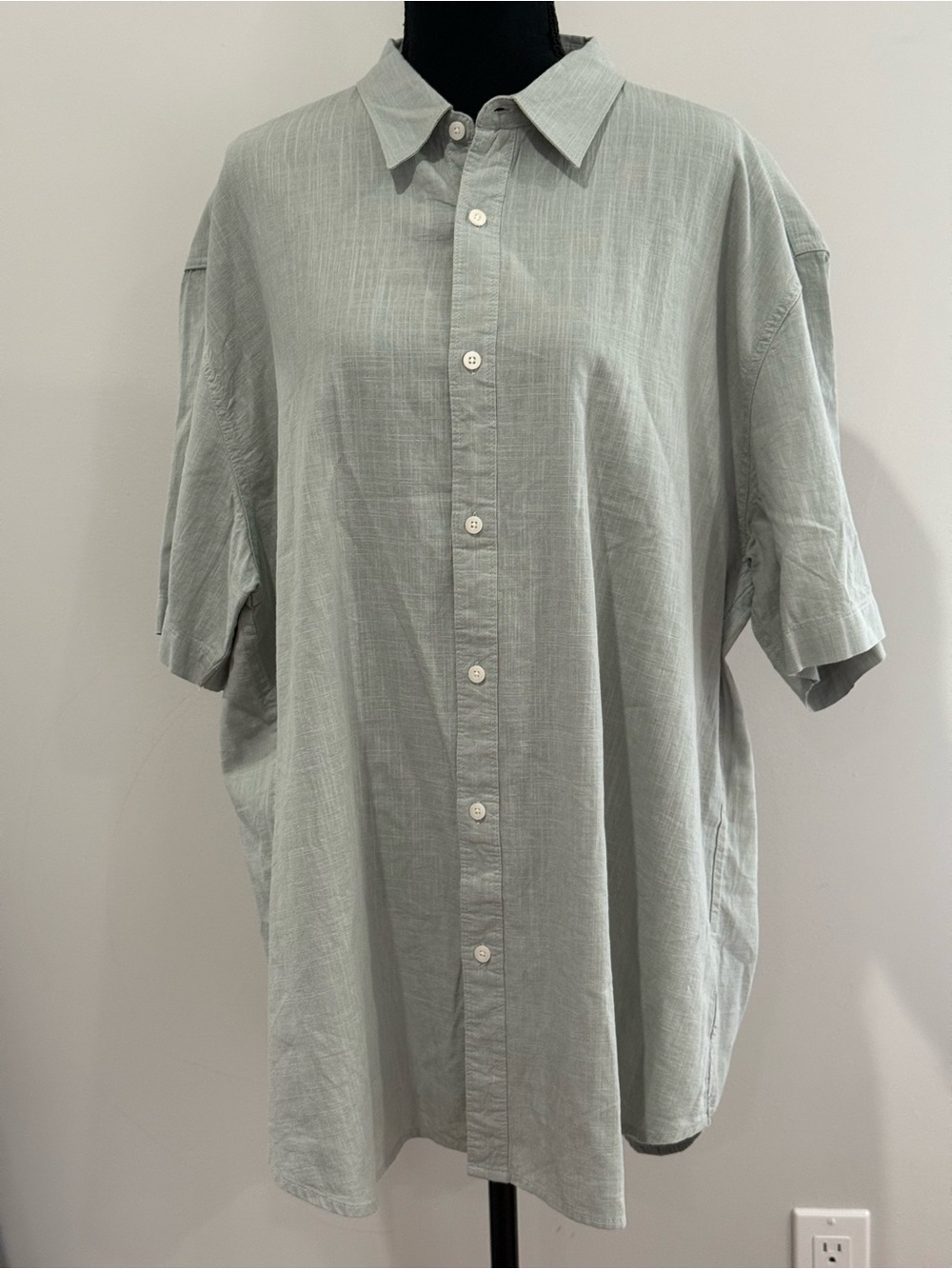 New California Shirt Co XXL Casual Short-Sleeve Button-Up Shirt - Lt Green 015